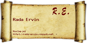 Rada Ervin névjegykártya